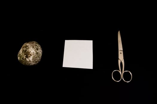 Rock Paper Scissors Game Black Isolated Background Decision Objects