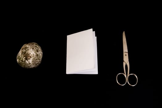 Rock Paper Scissors Game Black Isolated Background Decision Objects