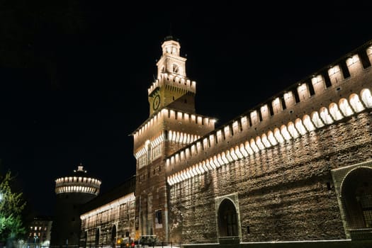 Sforza Castle Milan Italy Monument Medieval Architecture Historical Winter Blue Skies 2016 Travel Destination Sightseeing