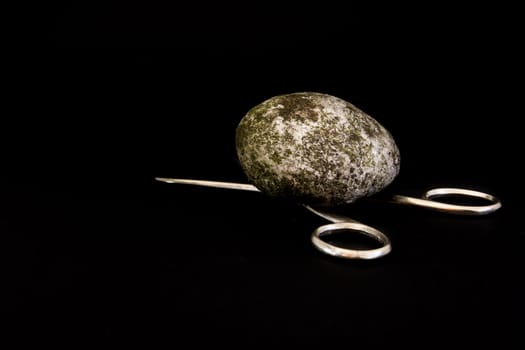 Rock Beats Scissors Crush Metal Stone Dirty Black Isolated Background Game