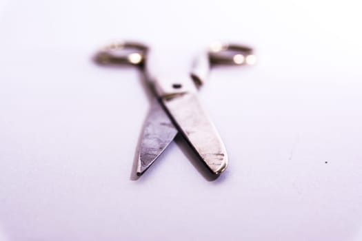 Shiny Metal Scissors Medical Construction Blank White Background Object