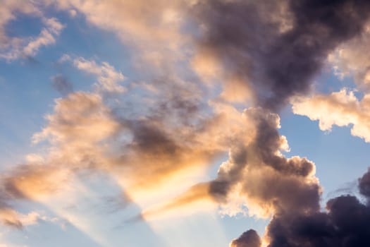 Beautiful Warm Burning Sky Sunset Blue Orange Black Purple Dramatic Weather Outdoors