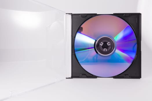 Blank DVD CD Rewriteable Circle Closeup Case Transparent Plastic White Background Object Media Office Supply