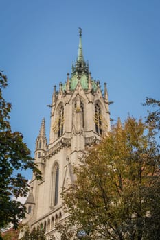 Saint Paul Church Cathedral Catholic Christian Exterior Architecture Munich Germany Europe Historic Landmark Blue Sky Autumn Outdoors