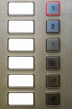 Blank Elevator Keypad Buttons Floors -2 to 3 Labels Background Detail Clipping Path White Isolated