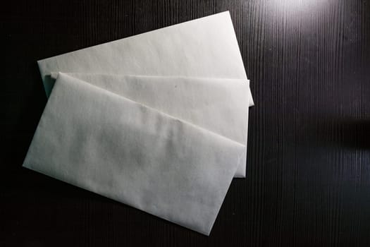 Blank Letter Envelope Template White Paper Texture Background Desk