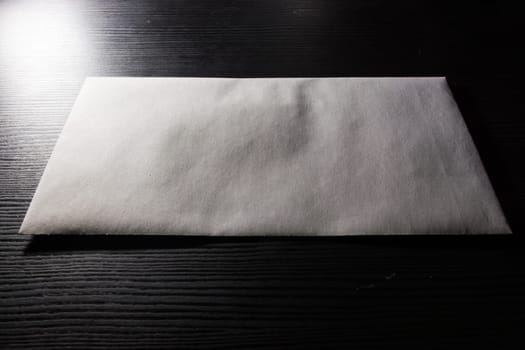 Blank Letter Envelope Template White Paper Texture Background Desk