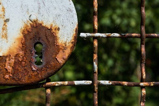 Rusted Garden Lock Metal Texture Background Abstract Security