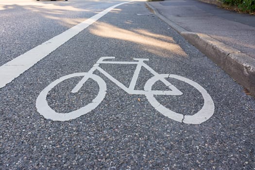 Painted Street Asphalt Bicycle Lane Sign White Safety