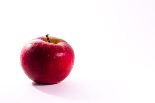 Bright Red Juicy Apple Fruit Fresh Diet Food Isolated White Background