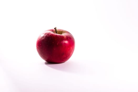 Bright Red Juicy Apple Fruit Fresh Diet Food Isolated White Background
