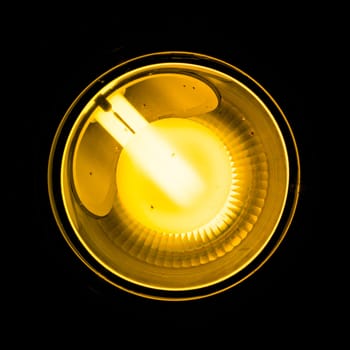 Bright Shining Light Flourescent Reflector Isolated Black