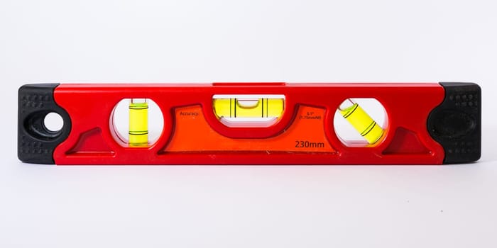 Bubble Spirit Level Construction Hand Tool Bright Red White Backgorund
