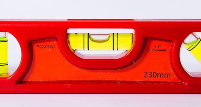 Bubble Spirit Level Construction Hand Tool Bright Red White Backgorund