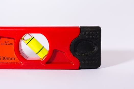 Bubble Spirit Level Construction Hand Tool Bright Red White Backgorund