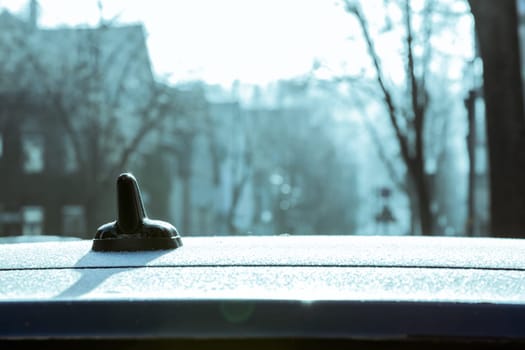 Car Details Frosted Snow Ice Cold Winter Climate Window Wipers Antenna