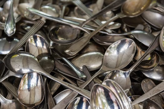 Chrome Polished Spoons Tea SIlverware Drawer Metal Silver Vintage Many