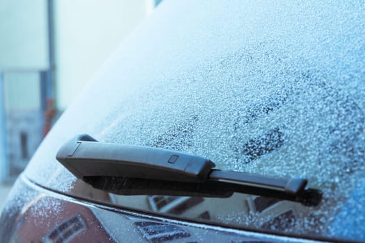 Car Details Frosted Snow Ice Cold Winter Climate Window Wipers Antenna