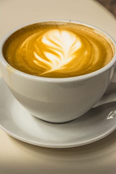 Coffee Hot Milk Art Feather Fresh Cup Table Drinking Cafe