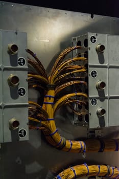 Complicated WIres Connecting Two Panels Golden Blue Zipties