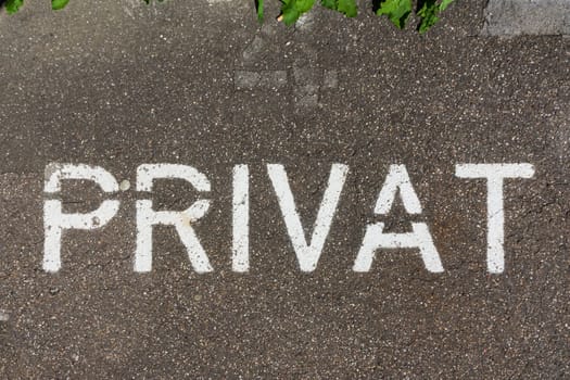 Privat German Private Sign Asphalt Parking Painted Warning Traffic