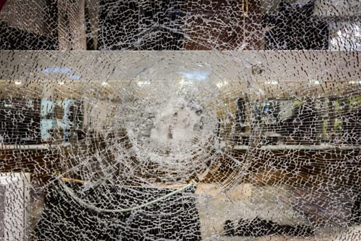 Cracked Shop Window Glass Display Texture Closeup Detail Broken Smashed Cracks