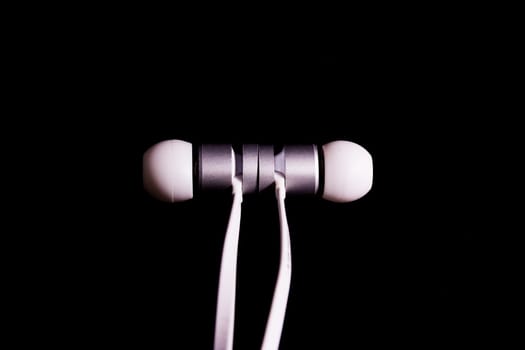 Earbuds Earphones Headphones White Fashionable Metal Closeup Detail Accessory Macro