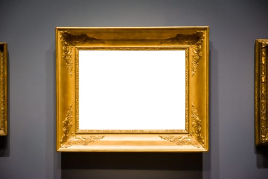 Ornate Picture Frame Art Gallery Museum Exhibit Interior White Clipping Path Isolated