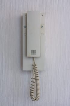 Phone Hook Reciever Apartment Texture White Detail Electronic Spiral Cord