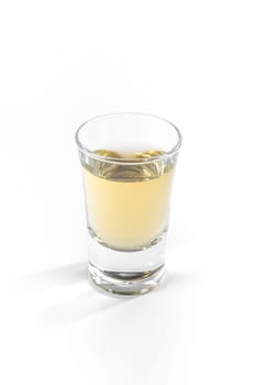 Empty Full Shot Glass Party Drinking Alcohol Beer Whiskey Clear Bourbon White Background Isolated Object Single Composition
