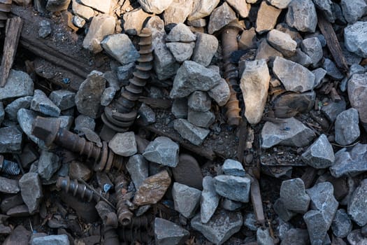 Debris Rock Nail Screw Construction Texture Background Grey