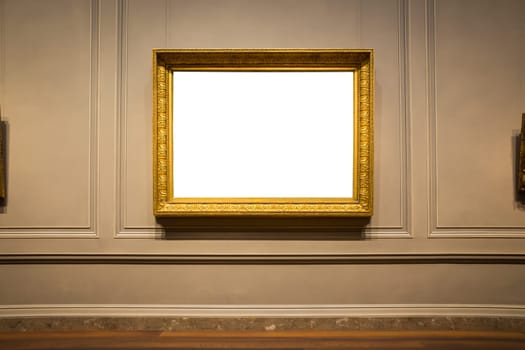 Ornate Picture Frame Art Gallery Museum Exhibit Interior White Clipping Path Isolated