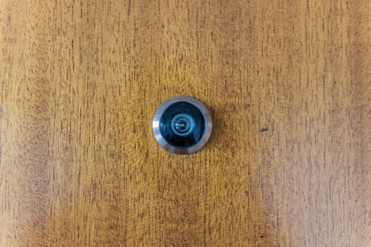 Peephole Wooden Door Metal Rim Circular Security Texture