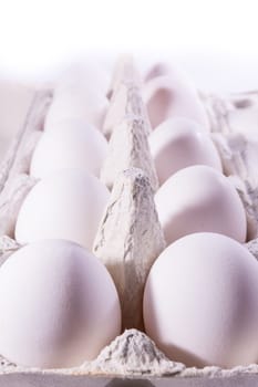 Eggs Package Tray Material Cardboard Fresh Ingredient Cooking Shells White Unbroken Isolated Background Blank
