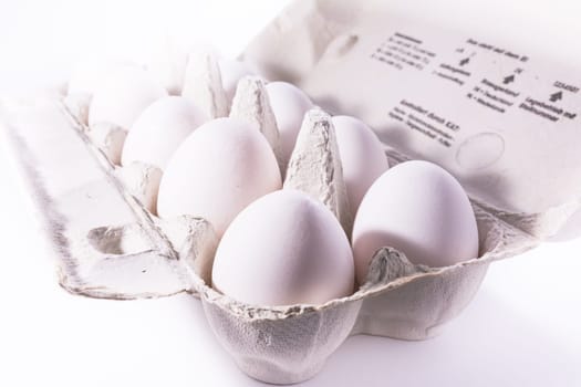 Eggs Package Tray Material Cardboard Fresh Ingredient Cooking Shells White Unbroken Isolated Background Blank