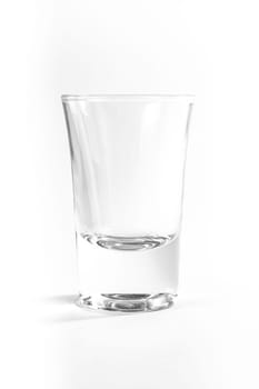 Empty Full Shot Glass Party Drinking Alcohol Beer Whiskey Clear Bourbon White Background Isolated Object Single Composition