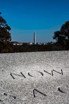 Now Highlighted Text Action Washington Monument View from Arlington Naitonal Cemetery