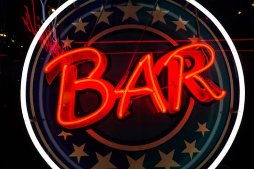 Neon Bar Sign Expressive Stars Circle Bright Advertisement
