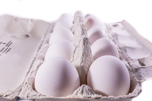 Eggs Package Tray Material Cardboard Fresh Ingredient Cooking Shells White Unbroken Isolated Background Blank