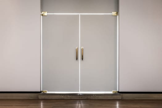Modern Doors White Outline Bright Shining Indoors Closed Hidden Secret Sunlight