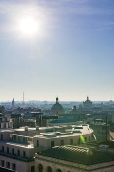 Milanese Milan Italy Landscape Buildings Residential City Center View from Duomo Cathedral Sun Blue Skies Winter