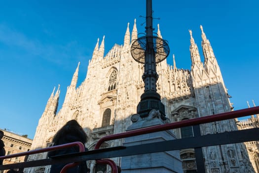 Milan Cathedral Duomo Outdoors Place Italy December Christmas Decoraiton and Crowd 2016 Night Day Famous Sightseeing Destination