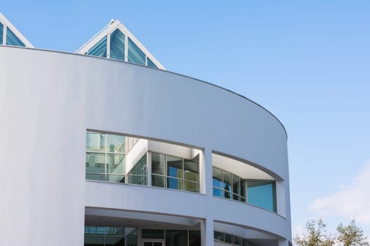 Modern Architecture Plain White Circular Building Ulm Sunny Day