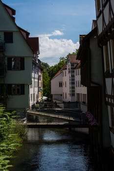 Flowing Canal Through German Buildings in Ulm