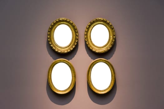 Art Museum Frame Dark Grey Wall Ornate Minimal Design White Isolated Clipping Path Template