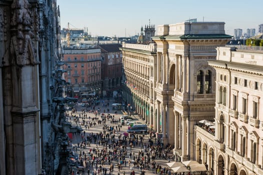 Galleria Vittorio Emanuele II Entryway Famous Destination Italy Architecture Shopping Mall During Christmas 2016 Traveling Winter Sightseeing Crowd