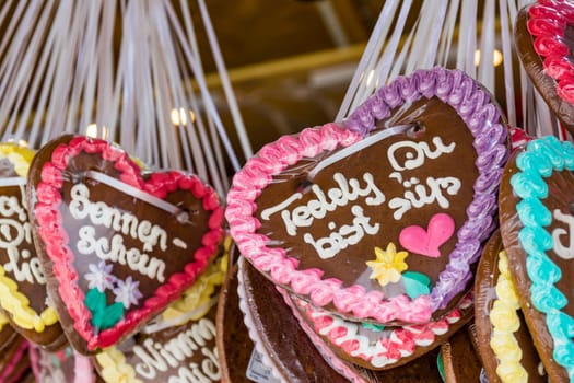German Gingerbread Hearts Hanging Together Home Made