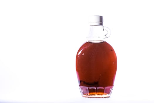 Glass Jar Jug Clear Brown Maple Syrup Container White Isolated Background Ingredient Food Sweet Dessert