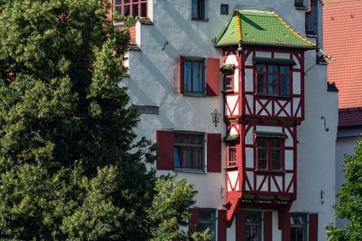 Front of Cottage House Wooden Frame in Ulm Germany