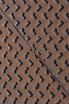 Metal Manhole Cover Steel Heavy Industrial Rusty Texture Background